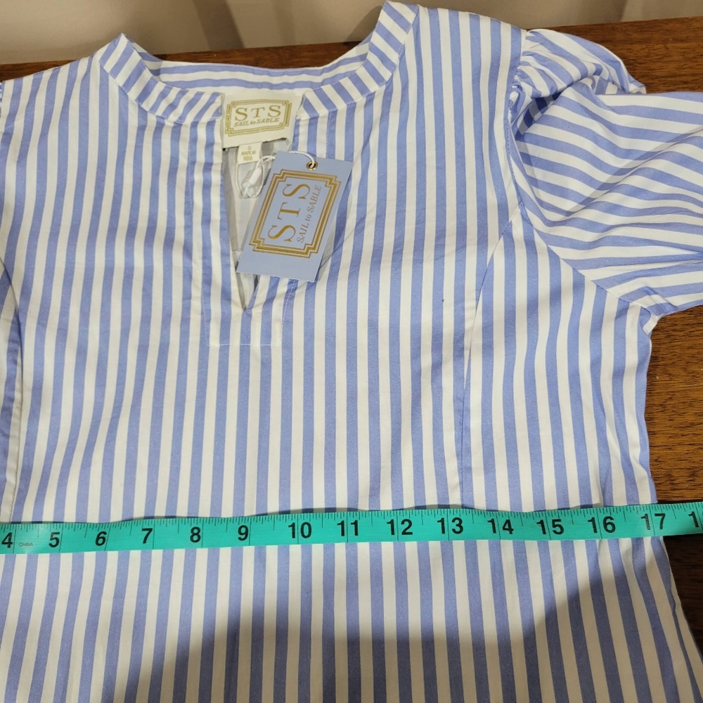 Sail to Sable Long Sleeve Tunic Flare Dress - Blue White Stripe Size S NWT - Picture 9 of 9